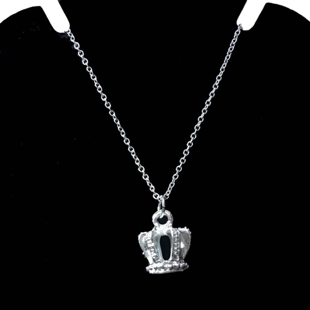 HAND Crafted Silver Plate Necklace Chain Coronation Crown Jewels 3-D Pendant